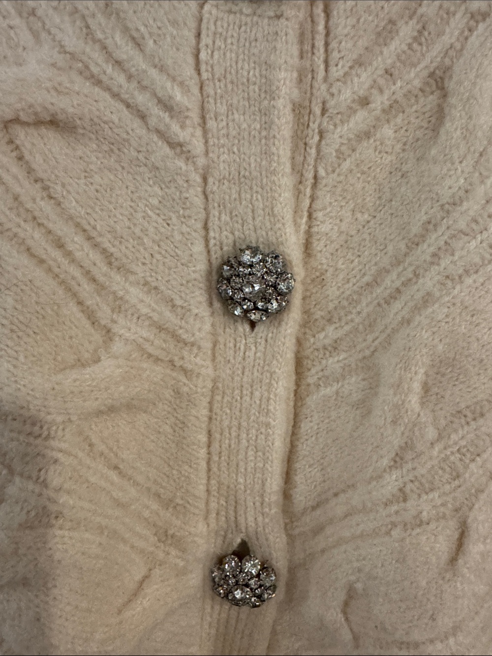 J. Crew Ivory Cable-Knit Cardigan with Rhinestone Buttons - Picture 2 of 5